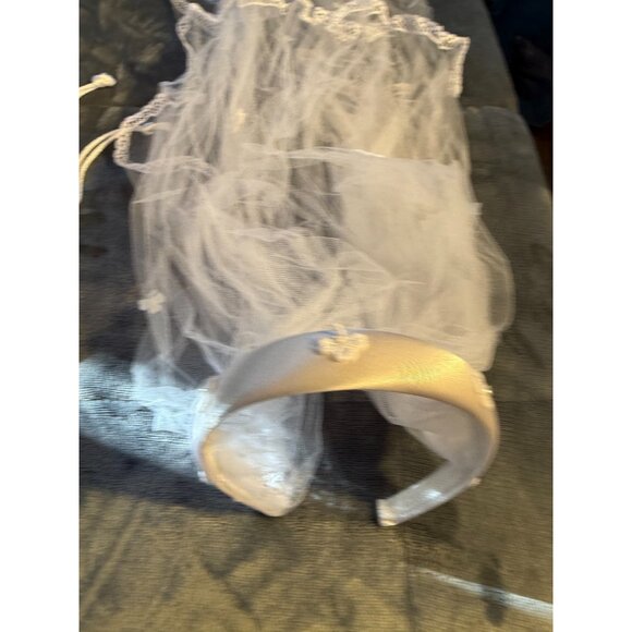 First Communion Girls Set Headband Veil Gloves Purse White Flower Girl Wedding - Picture 2 of 4